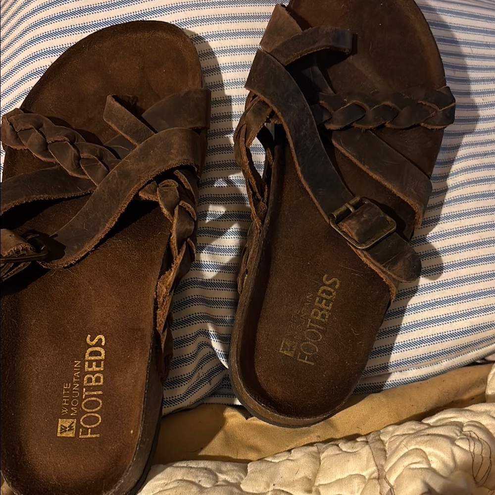 White Mountain Dark Brown Braided Sandals